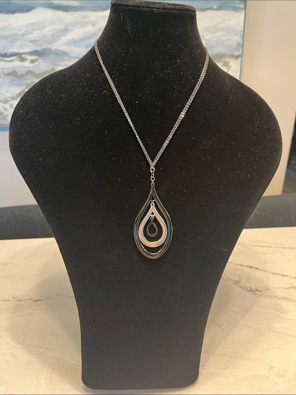 Lia Sophia Silver Teardrop Layered Pendant Necklace